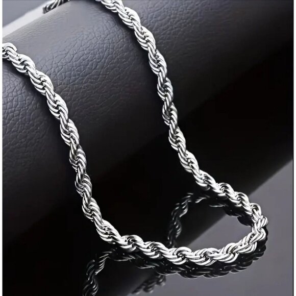Twisted Titanium Steel Necklace - Fashion Jewelry Accessory - 1 Size Available - Picture 2 of 4